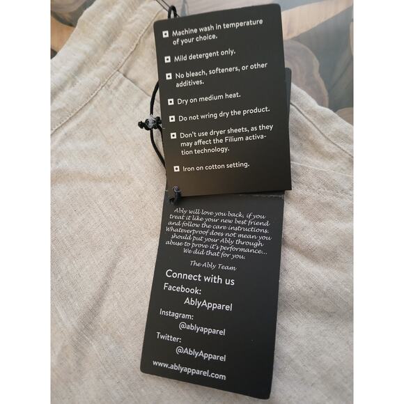 Ably Filium Activated 100% Linen Tie Elastic Waist Bermuda Pull on Shorts NWT L - Picture 12 of 14